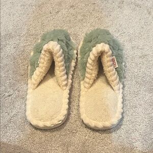 Cozy Green and Cream Slippers